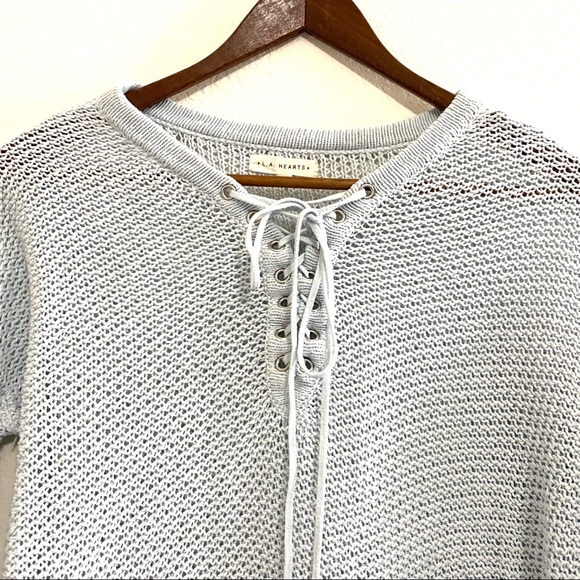 LA Hearts Blue Knit Tie Up Sweater - Picture 3 of 7